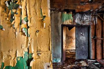 Peeling wall paint and doorway