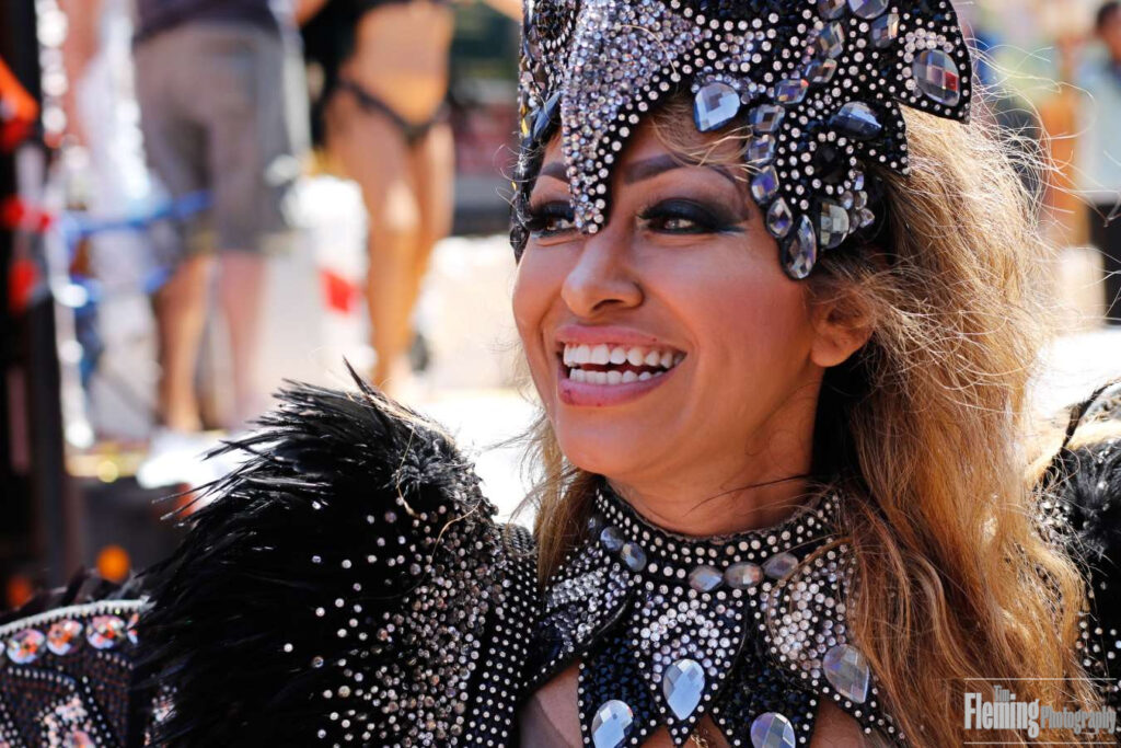 Performer at the 2018 Carnaval Parade in San Francisco, California