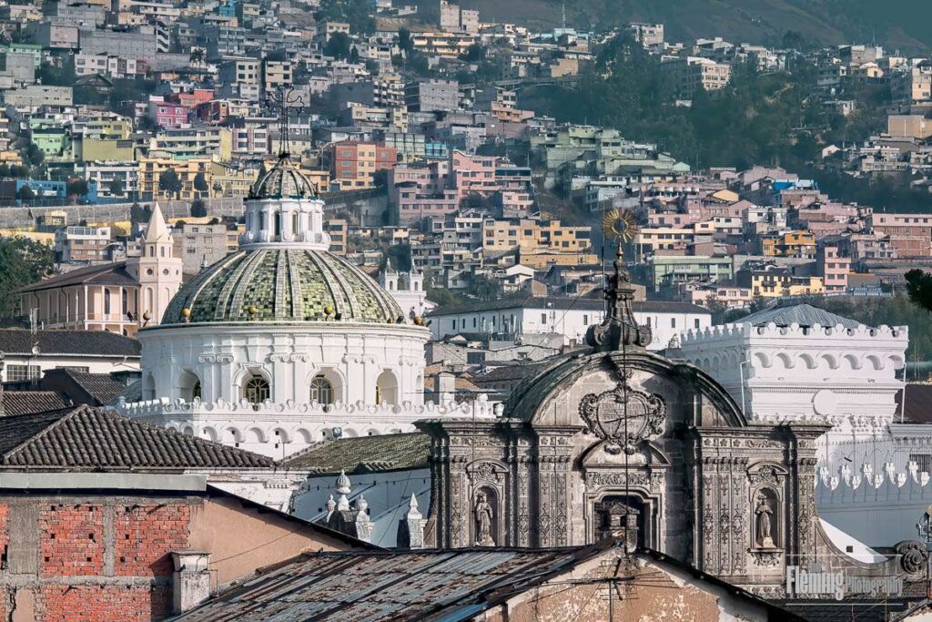 Hillside homes and the Compania de Jesus, Quito, Ecuador